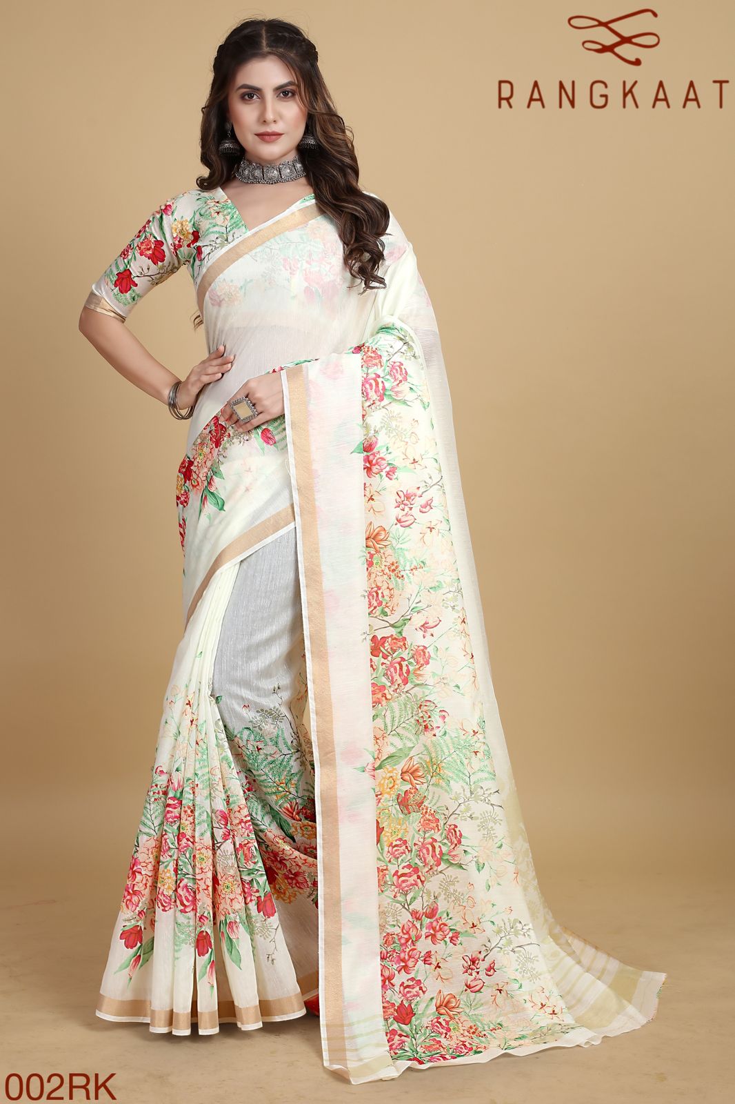 Rangkaat 001 Floral Printed Cotton Sarees Catalog
